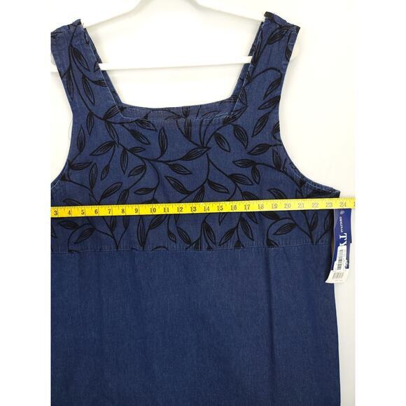 Original TY Wear Denim Overall Maxi Dress Embroidered Women‎ 20 W Blue Modest - Picture 5 of 10